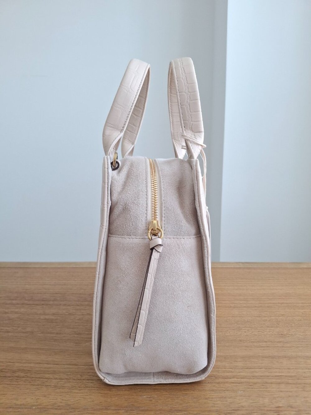 (New) Lucky Brand – Kloe Faux Croc Leather Satchel Shoulder Bag (Vanilla) - Picture 6 of 13